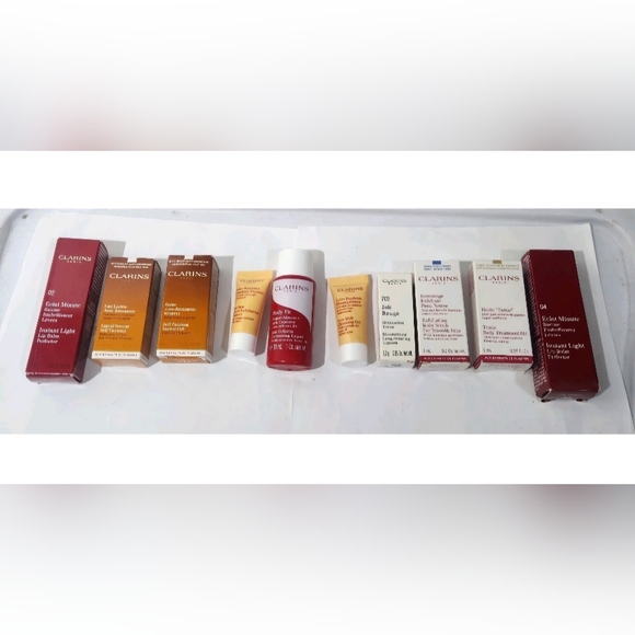 Lot Of 10 Clarins Skin Care Face And Body Products Deluxe Size Sample Bundle - Picture 1 of 5